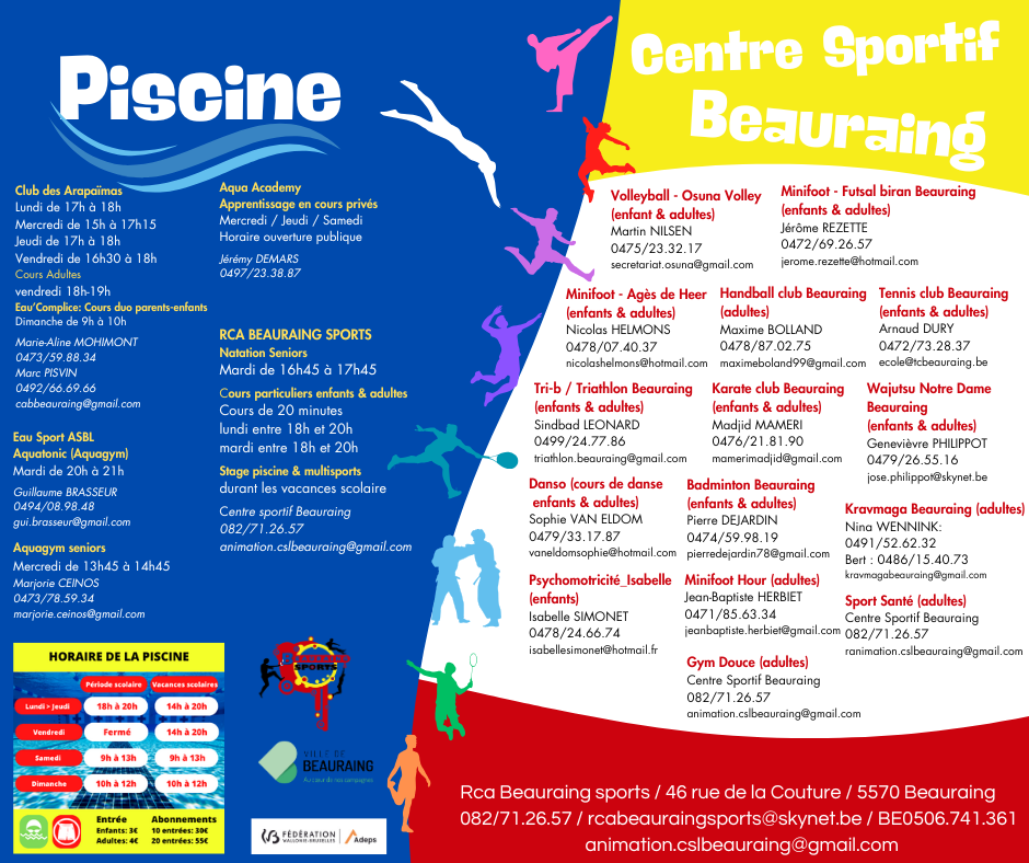 Horaire RCA - piscine